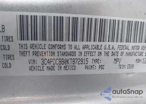 2019 Dodge Journey Se from USA, damaged, VIN 3C4PDCBB0KT872915